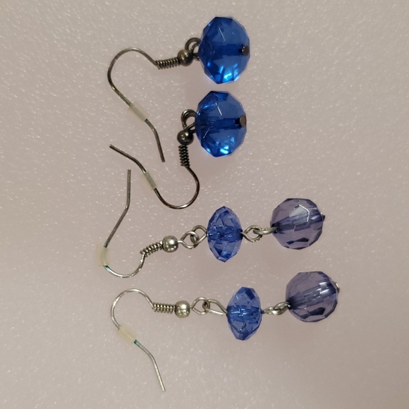 Lot of 6 pairs of acrylic bead crystal purple gemstone pierced earrings dangles - Picture 4 of 7